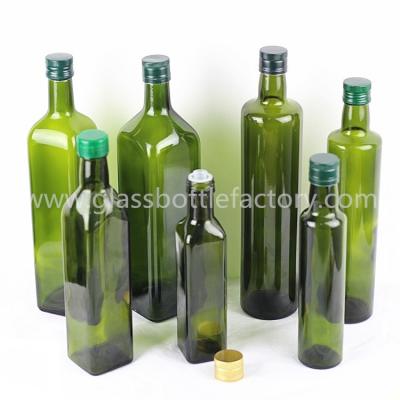 China Dark Green Olive Oil Glass Bottles With Green Caps for sale