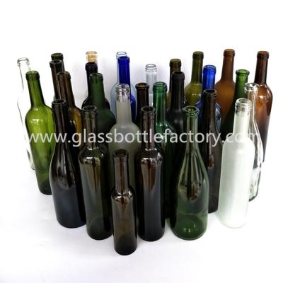 China Clear, Frost,Green,Blue,Amber Wine Glass Bottles for sale