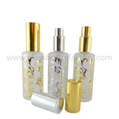 China 50ml Cylindrical Hot Stamping Perfume Glass Bottles With Sprayer And Cap for sale