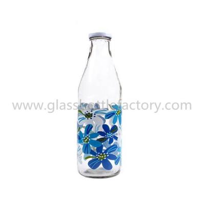 China 1000ml Clear Glass Milk Bottle With Cap for sale