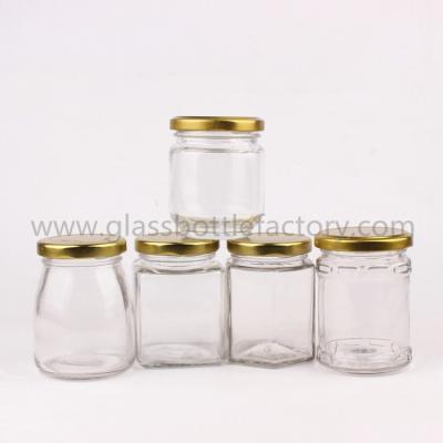 China 100ml-500ml Food Grade Clear Glass Food Jars With Lids for sale