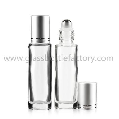 China 15ml Clear Round Perfume Roll On Bottle With Cap and Roller for sale