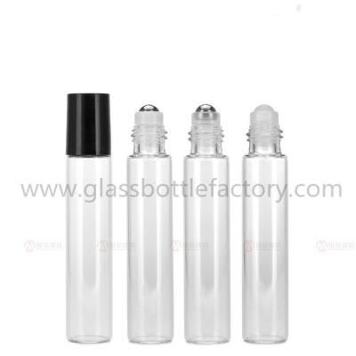 China 10ml Clear Perfume Roll On Bottle With Cap and Roller for sale