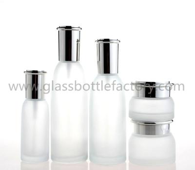 China 40ml,100ml,120ml Frost Glass Lotion Bottles and 30g,50g Glass Cosmetic Jars For Skincare for sale