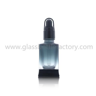 China New Items 30ml Color Painting Square Glass Essence Bottles With Droppers for sale