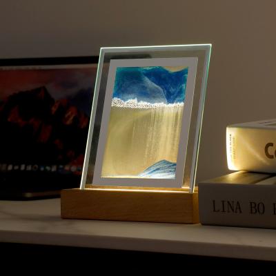 China 2022 Modern New Arrival Morden Style Painting Table Led Art Night Light Flowing Desk Quicksand Lamp for sale