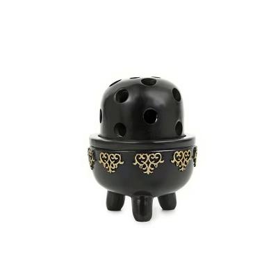 China Creative antique Indian incense tripod shape hollowed out small home gold decoration relief aromatherapy stove decoration for sale