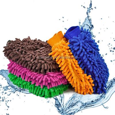 China Royal Blue Chenille EXPO 2018 MARS EXPO Double Sides Microfiber Chenille Wash Glove for sale