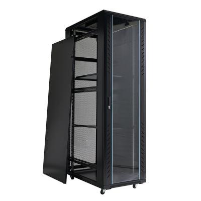 China Transparent Tempered Glass Front Door (metal door optional) 19 Network Server Rack 18u 20u 22u 24u 27u 32u 36u 42u 47u Indoor Network Server Switch Cabinet for sale