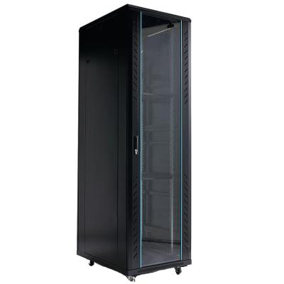 China Transparent Tempered Glass Front Door School Equipment Server Rack Lock Micro Info Center 19 (Metal Door Optional) Inch Vertical Cabinet Informat 42U 32U Cheap Box 500W Telecom Cabinets for sale