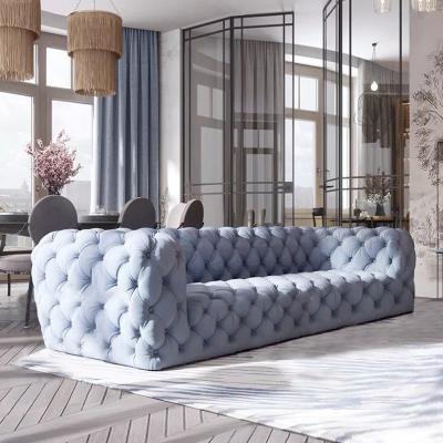 China Living Room Furniture Sofa American Modern Design Adjustable 3 Seater White Button (Other) Tufted Leather Chesterfield Sofa Set for sale