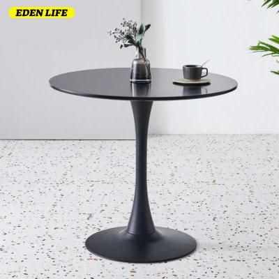 China Mid Century Modern Dining Table Black Metal For Restaurant Round Tulip Reading Coffee Table for sale