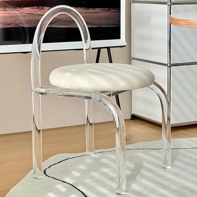 China (Other) Modern Elegant Adjustable Velvet Vanity Chair Crystal Clear Transparent Bedroom Dining Room Acrylic Ghost Event Chair for sale