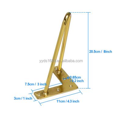 China Modern DIY Factory Price Furniture Sofa Metal Legs Gold Hairpin Table Legs For TV Cabinet Stand Coffee Table for sale