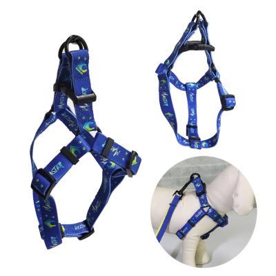 China Wholesale Price Personalized Custom Printed Adjustable Strap Nylon Elastic Rope Dog Leash With Harness for sale