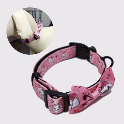 China Customized High Quality Cute Pink Soft Cat Collar With Bowtie And Bowknot Pattern Dog Soft Filling Of Polyester for sale