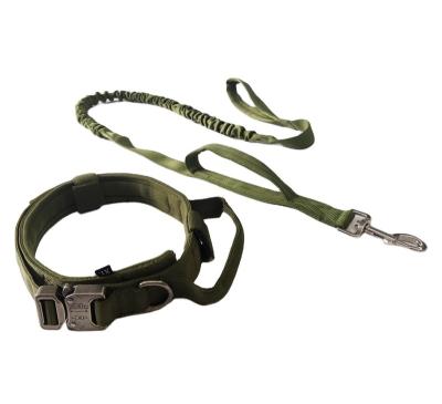 China Quick Release Heavy Duty Tactical Dog Collar and Military Pet Nylon Training Bungee Leash Set for sale