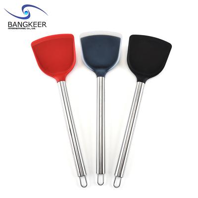 China Viable Wholesale Cookware Kitchen Tool Stainless Steel Handle Silicone Spatula for sale