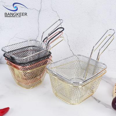 China Durable High Quality Custom Goods Convenient Storage Kitchen Tools Anti Oxidation Steel French Fries Basket French Fries Basket for sale