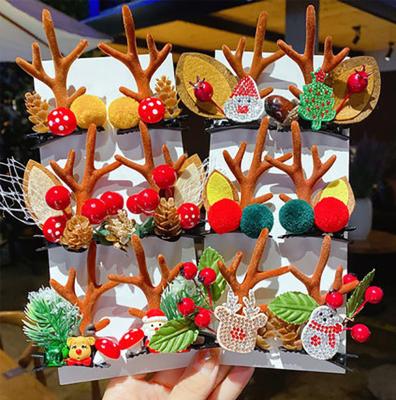 China 2021 new hair clip women's hair clip Christmas elk horn fashion hair photo props fun side hairpin kids for sale