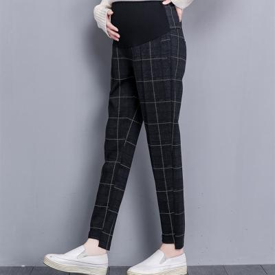 China Autumn Fashion Antibacterial Loose Casual Harem Plaid Long Maternity Pants for sale