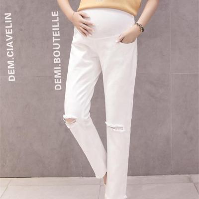 China Korean version of the 2019 Anti-allergy of the hole pregnant women stomach lift jeans for sale