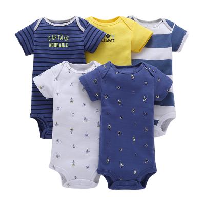 China Kids Cotton Baby Summer Short Sleeve Mixed Color Regular Five-Piece Romper for sale