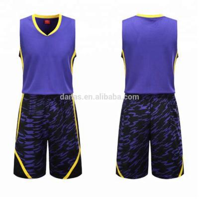 China Danas Latest Designs Breathable Violet Basketball Jersey Cheap Good Quality Sublimation Basketball Uniforms for sale