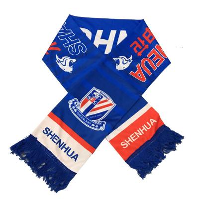 China Factory Direct Sale Custom Slogan Soft Smooth Feeling Tassel Football Fan Delicate Scarves for sale