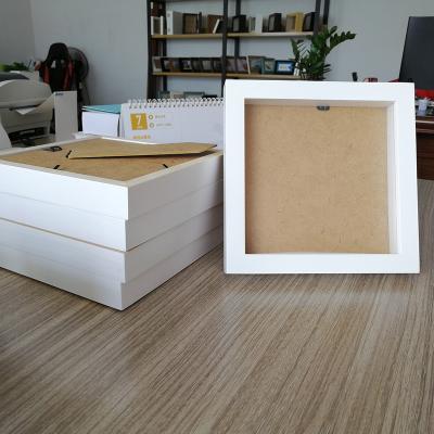 China Simplicity Decoration Unfinished Wood Picture Frame White Solid Wood Square 7 Inch Cavity Picture Frame for sale