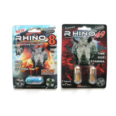 China Package For Male Pills In Current Male Healthcare Capsule Packaging Double 3D Capsules Paper Card Packaging OEM Available Rhino 3d Pill Card for sale