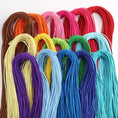 China Durable Colorful Round Elastic Cord Strong Stretch Polyester Round Braided Elastic Cord for sale