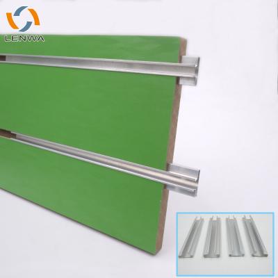 China Supermarket/store Lenwa factory 0.3mm aluminum extrusion thin profile disply for slatwall with MDF display for sale