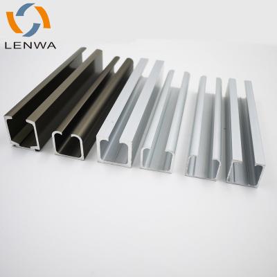 China Sliding Door Track LENWA Universal Aluminum Alloy Wheel Moving Silent Hanging Track Sliding Door Track for sale