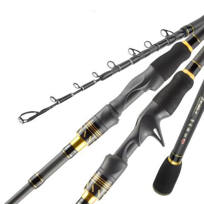 China 3 Long Section Carbon Factory Premium High Quality Carbon Fiber 1.8-2.1m MH Black Fishing Rod for sale