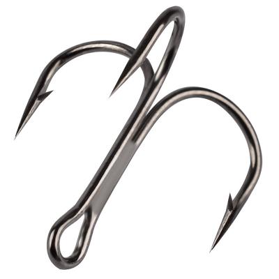 China Wholesale 2# 4# 6# 8# 10# Tin Fishing Hook High Carbon Fishing Tackle Ourdoor Bright Steel Triple Bend Round Bent Hook for sale