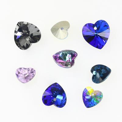 China Jewelry Accessories New Arrival 10mm K9 Fancy Stone Heart Shape Single Holes Pendants For Jewelry Making Decoration for sale