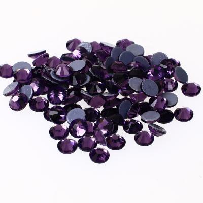 China Mixed Flatback Files Tanzanite Color Round Hotfix Rhinestones For Clothes for sale