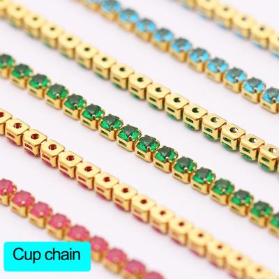 China Various Sizes Pointback Rhinestone Cup Chains With Stones For Clothes Accessory for sale