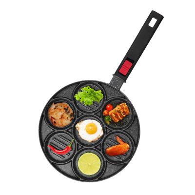 China 7 Holes Handle Detachable Non-Stick Aluminum Detachable Egg Waffle Fryer Pan Breakfast Pan Pancake Maker Mold Pan Fried Egg Pan Frying Pan for sale