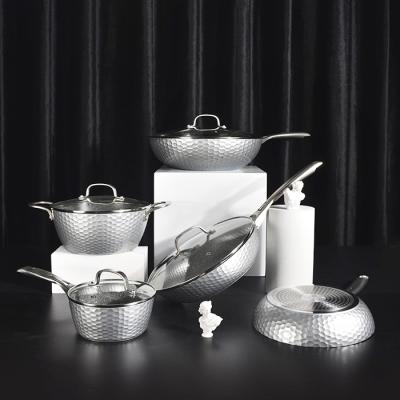 China Factory viable popular selling Custom Aluminum Honeycomb Design Die Casting Diamond Marble Coating Forged Nonstick cookware set for sale