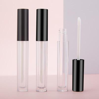 China Black Top Round Clear Cosmetic Empty Plastic Lip Gloss Lip Gloss Tube Cosmetic Packaging Tube With Soft Touch for sale