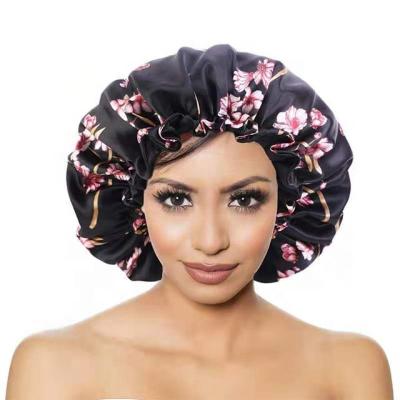 China Soft Soft Feeling Meixin Customize Adjustable Luxury Double Side Satin Hair Wrap Hood Hats For Black Women for sale