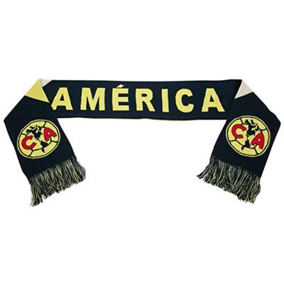 China Sports Logo Custom Cotton Football Club Knit Scarf Knitted Double Sided Print Soccer Scarf For Women Mens for sale