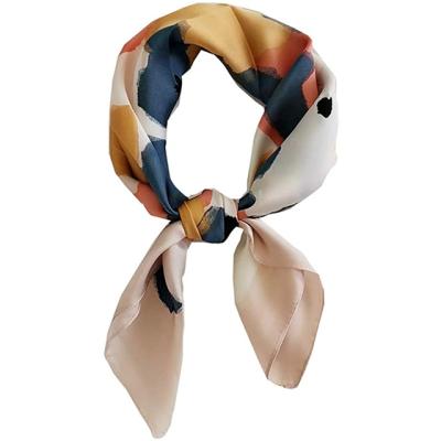 China High quality classy medium silk scarf custom printing feeling square satin head scarf for sale