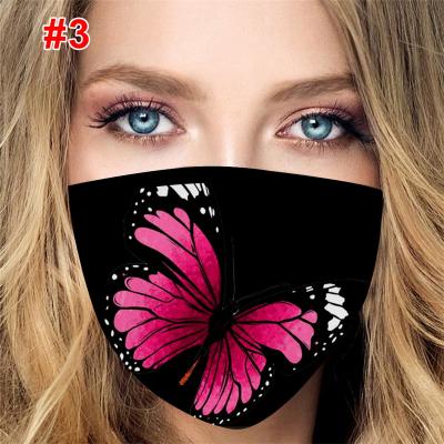 China 2021 Fashion High Quality Breathable Adjustable Washable Skin-Friendly Fabric Masks Party Halloween Butterfly Printed Face Masks for sale