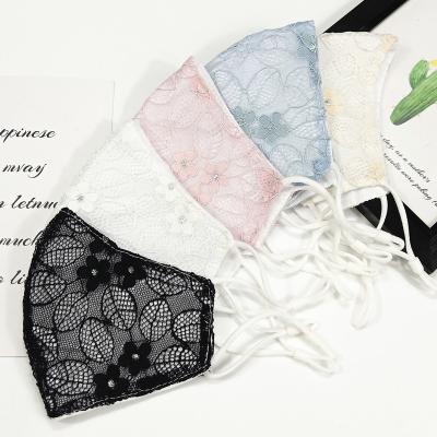 China hot style Anti-dust-fog-haze-wind women lace up face cover cotton adjustable washable soft fashion lace protective face mask silk custom for sale