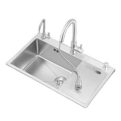 China With Faucet Sink Undermount Basin Large Household Nano Single Sink Stainless Steel Kitchen Sink Basin With Pullable Faucet for sale