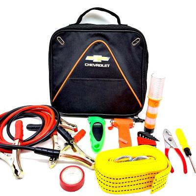 China Roadside Rescue Kit Large Capacity Roadside Aid Car Emergency Repair Tool Kit With Work Light for sale