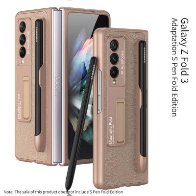 China New Galaxy Case Folding Shockproof Screen Case Hard PC with Pen Slot and Stand Flip Cover Shockproof Case for Samsung Galaxy Z Fold 3 for sale